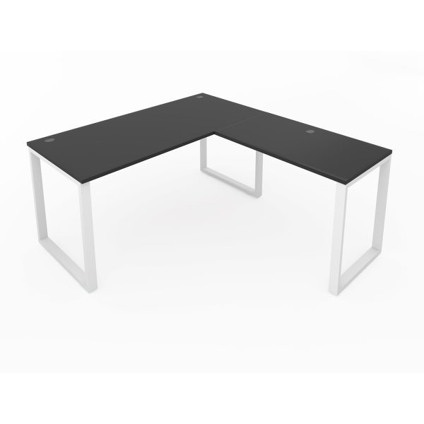 Fusion L-Shaped Metal Leg Desk with Grommets, 60" x 78" - Image 2