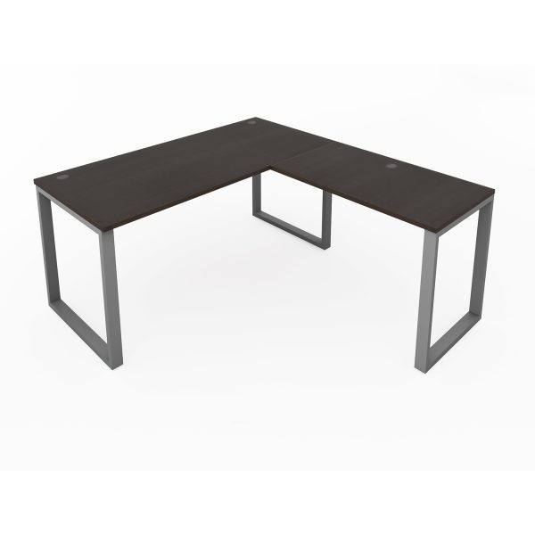 Fusion L-Shaped Metal Leg Desk with Grommets, 72" x 72" - Image 4