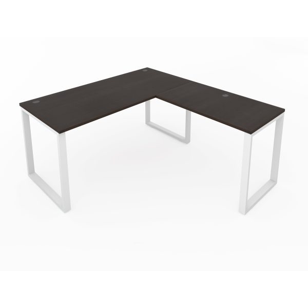 Fusion L-Shaped Metal Leg Desk with Grommets, 72" x 78" - Image 3