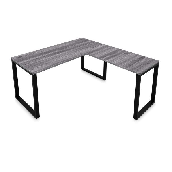 Fusion L-Shaped Metal Leg Desk with Grommets, 60" x 72"