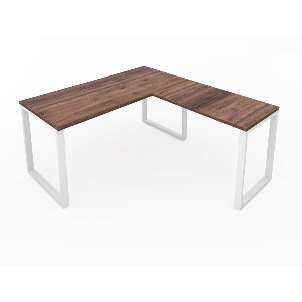 Fusion L-Shaped Metal Leg Desk with Grommets, 60" x 72" - Image 5
