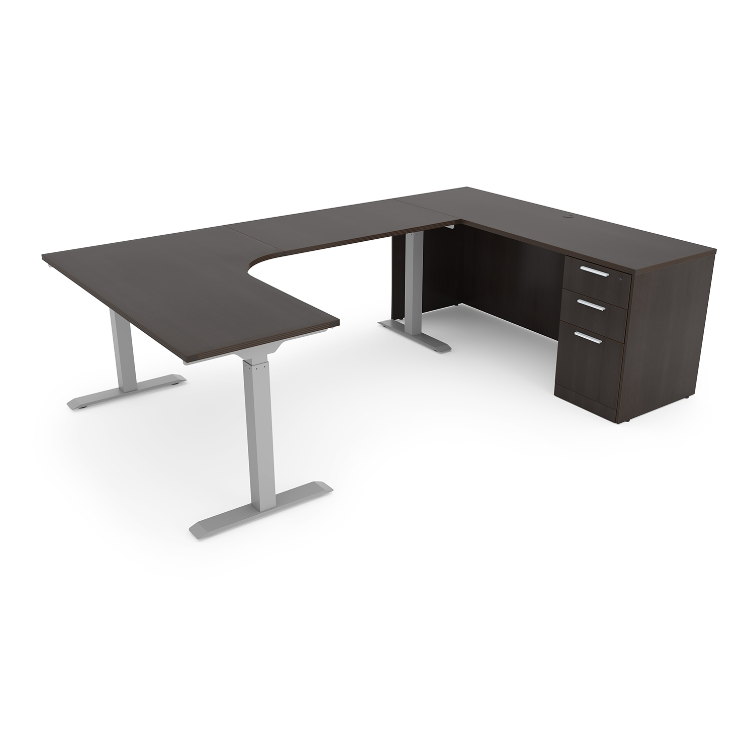 iRize U-Shaped Standing Desk with Kai Credenza Full Pedestal, 71" x 96" - Image 6