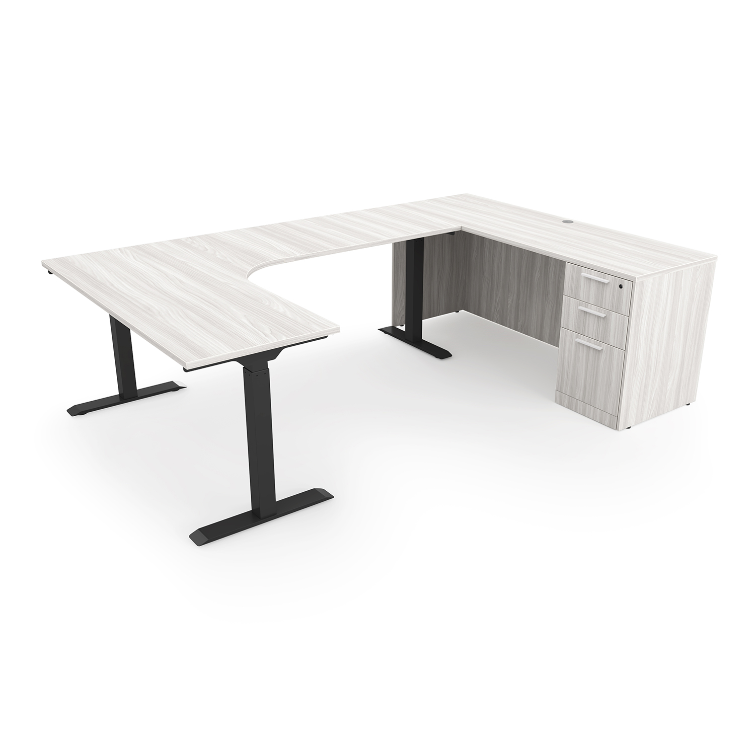 iRize U-Shaped Standing Desk with Rayne Credenza Full Pedestal, 71" x 96" - Image 4