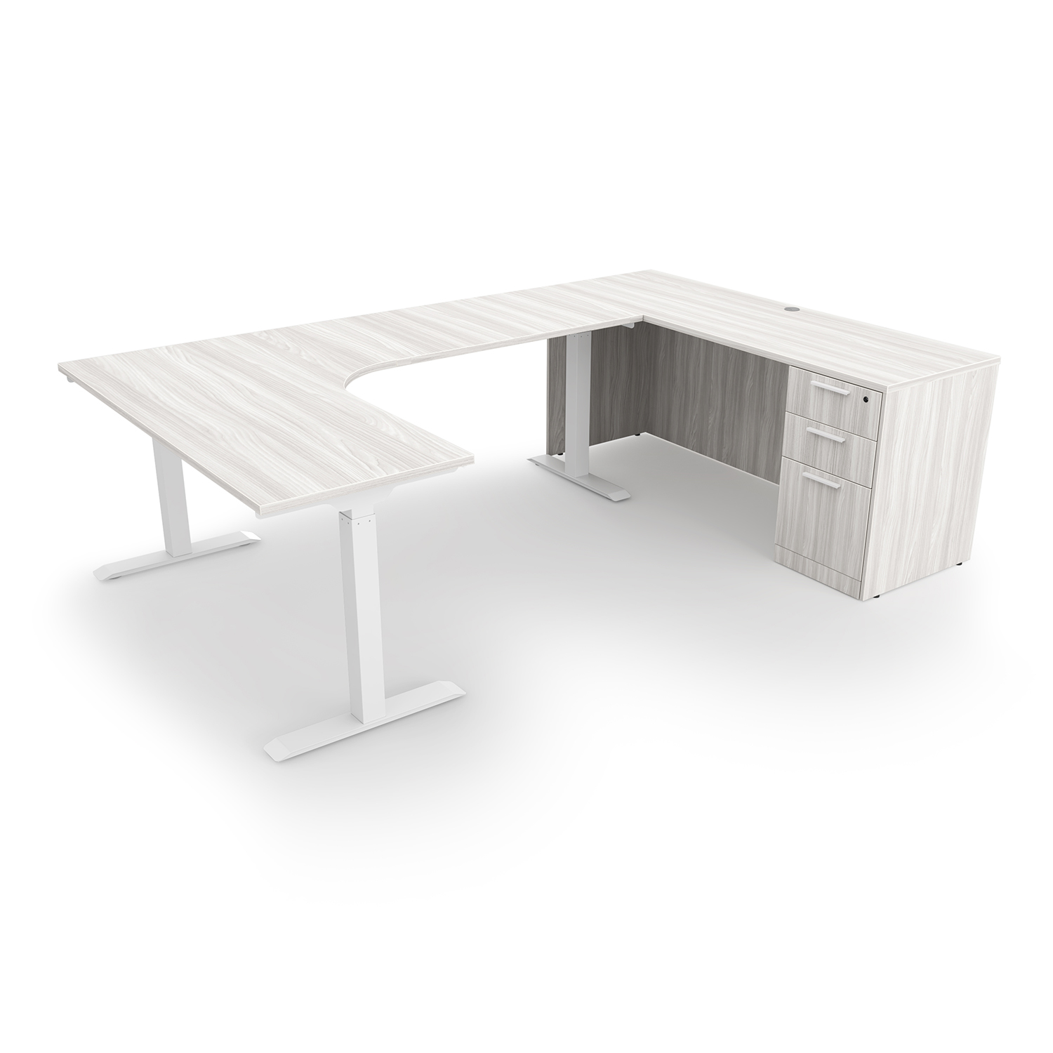 iRize U-Shaped Standing Desk with Rayne Credenza Full Pedestal, 71" x 96" - Image 2