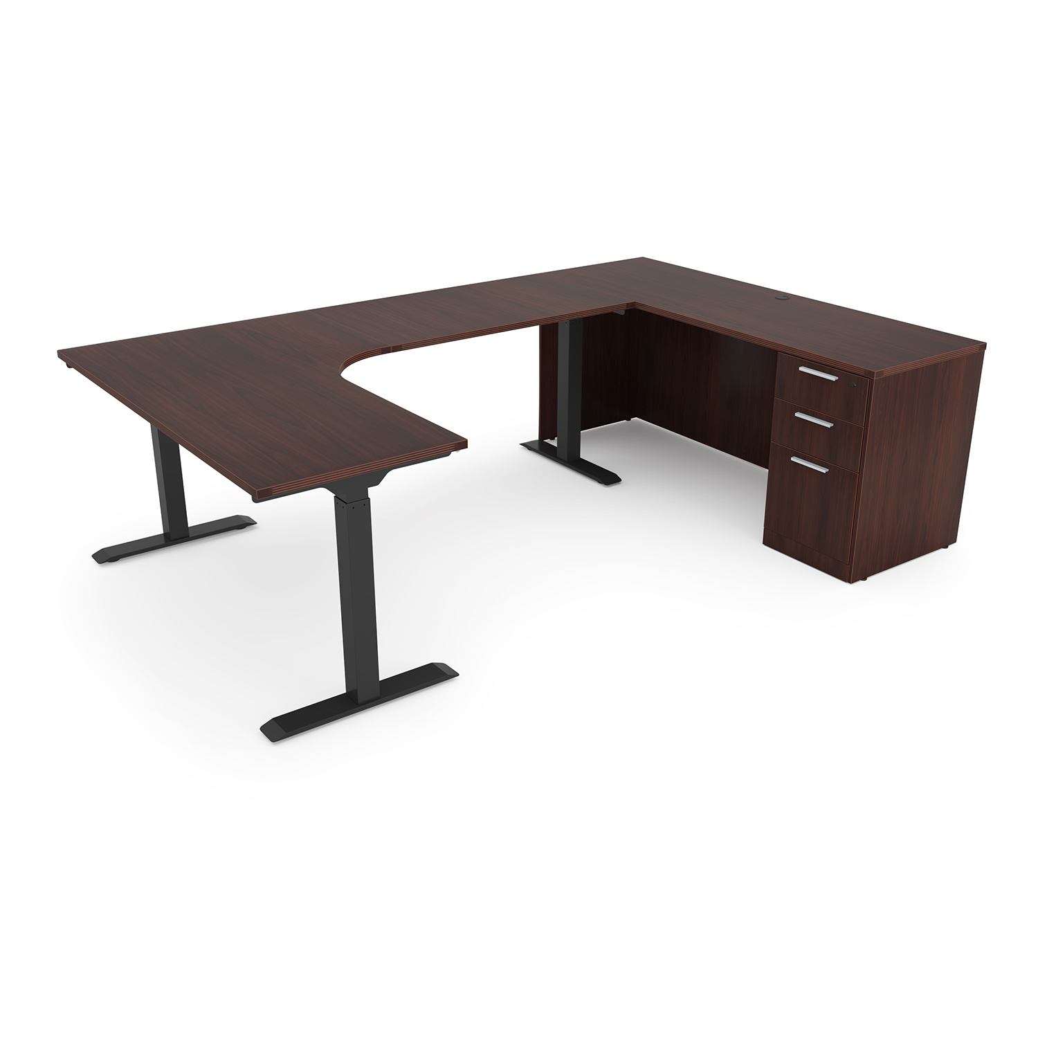 iRize U-Shaped Standing Desk with Kai Credenza Full Pedestal, 71" x 96" - Image 4
