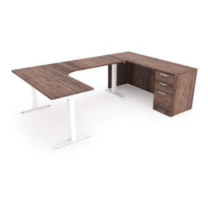 iRize U-Shaped Standing Desk with Kai Credenza Full Pedestal, 71" x 96"