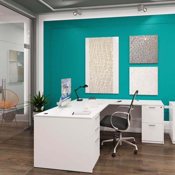 Kai L Shaped Desk with Double Full Pedestals, 71" x 78" (71" W Desk, 48" W Return) - Image 3