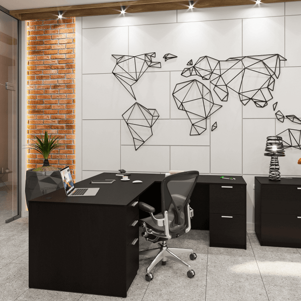 Kai L Shaped Desk with Double Full Pedestals, 71" x 78" (71" W Desk, 48" W Return) - Image 2