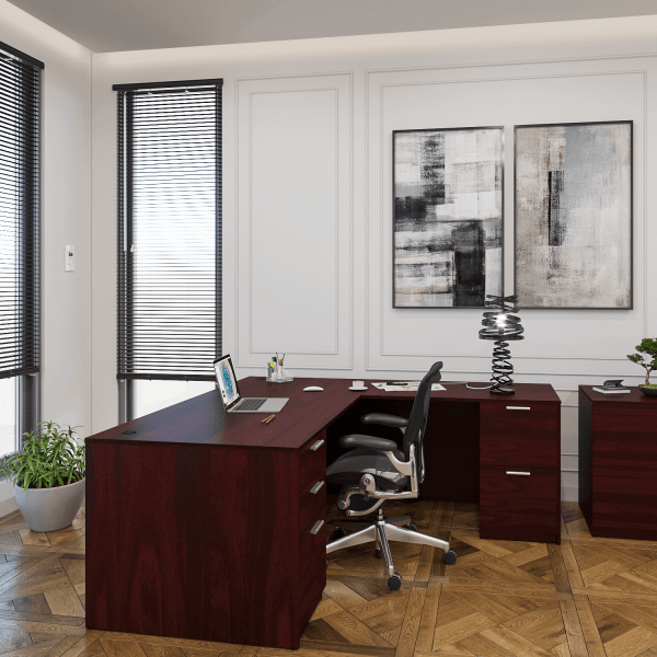 Kai L Shaped Desk with Double Full Pedestals, 71" x 78" (71" W Desk, 48" W Return) - Image 5