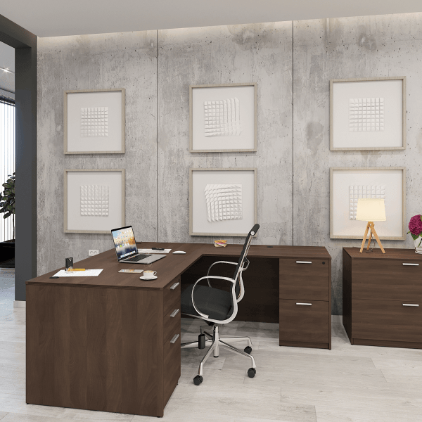 Kai L Shaped Desk with Double Full Pedestals, 71" x 78" (71" W Desk, 48" W Return) - Image 4
