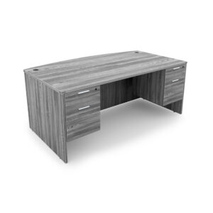 Kai Bow Front Desk with Double Suspended Pedestals, 36" x 71"