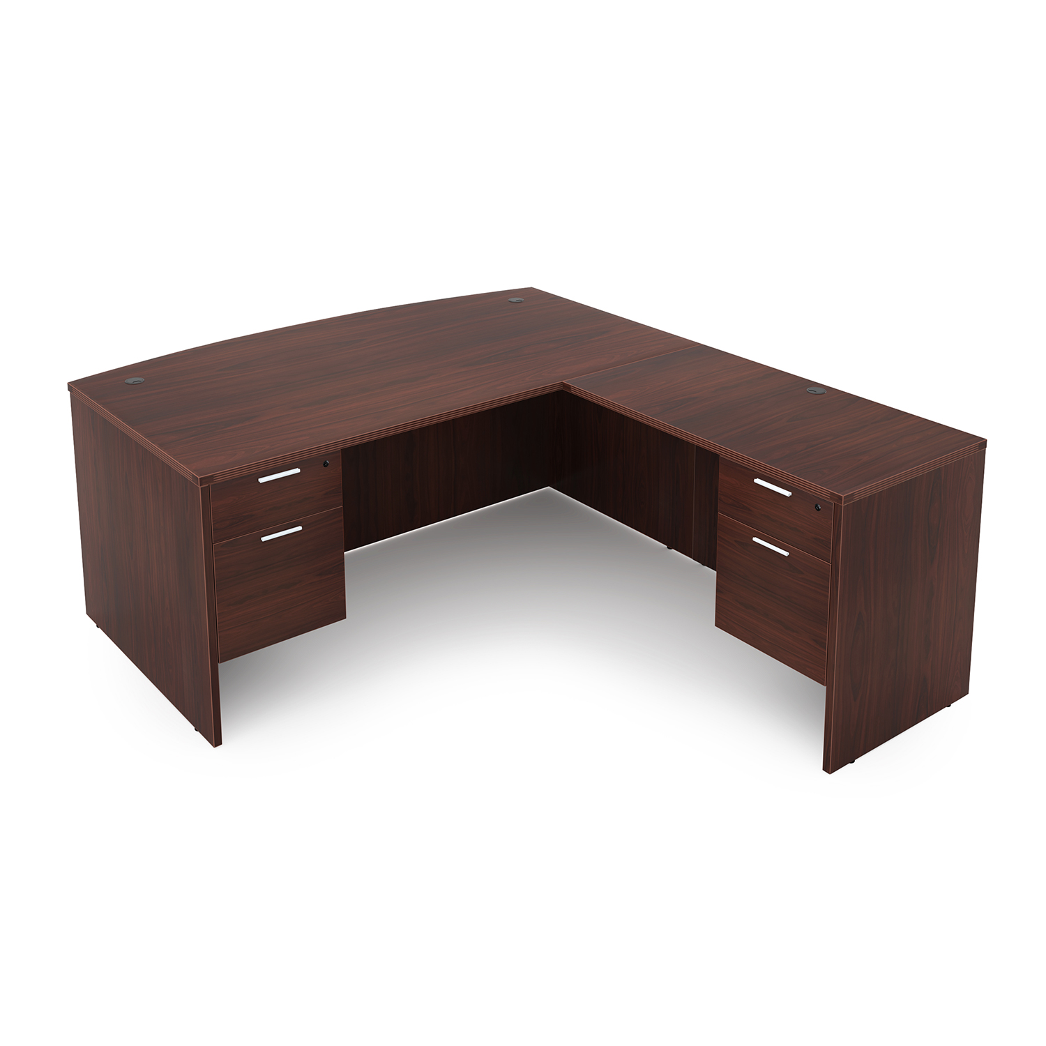 Kai L-Shaped Bow Front Desk with Double Suspended Pedestals, 71" x 84" - Image 3