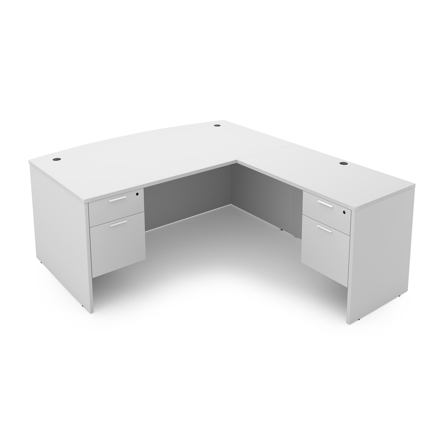 Kai L-Shaped Bow Front Desk with Double Suspended Pedestals, 71" x 84" - Image 2