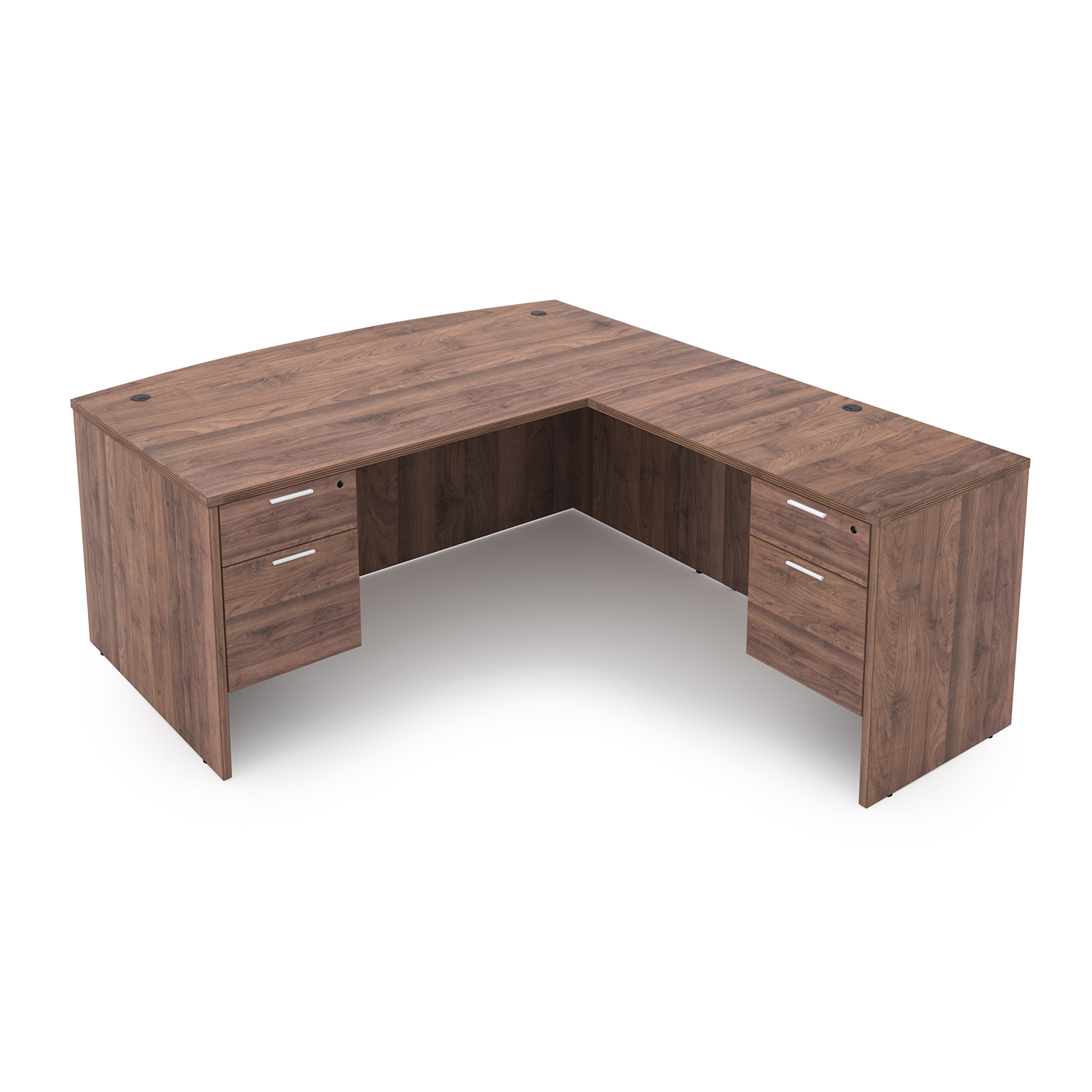 Kai L-Shaped Bow Front Desk with Double Suspended Pedestals, 71" x 84" - Image 5