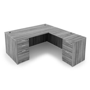 Kai L-Shaped Desk with Double Full Pedestals, 66" x 72"