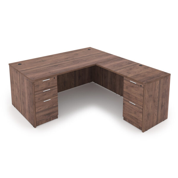Kai L-Shaped Desk with Double Full Pedestals, 71