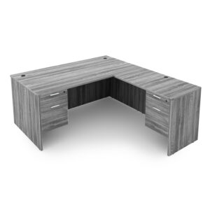 Kai L-Shaped Desk with Double Suspended Pedestals, 66" x 72"