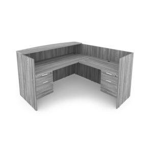 Kai Reception L-Desk with Double Suspended Pedestals, 71" x 72"