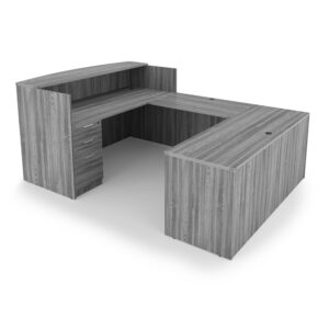 Kai U Shaped Reception Desk with Full Pedestal and Lateral File, 71" x 102"
