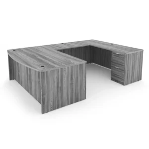 Kai U-Shaped Bow Front Desk with Double Full Pedestals, 71" x 102"