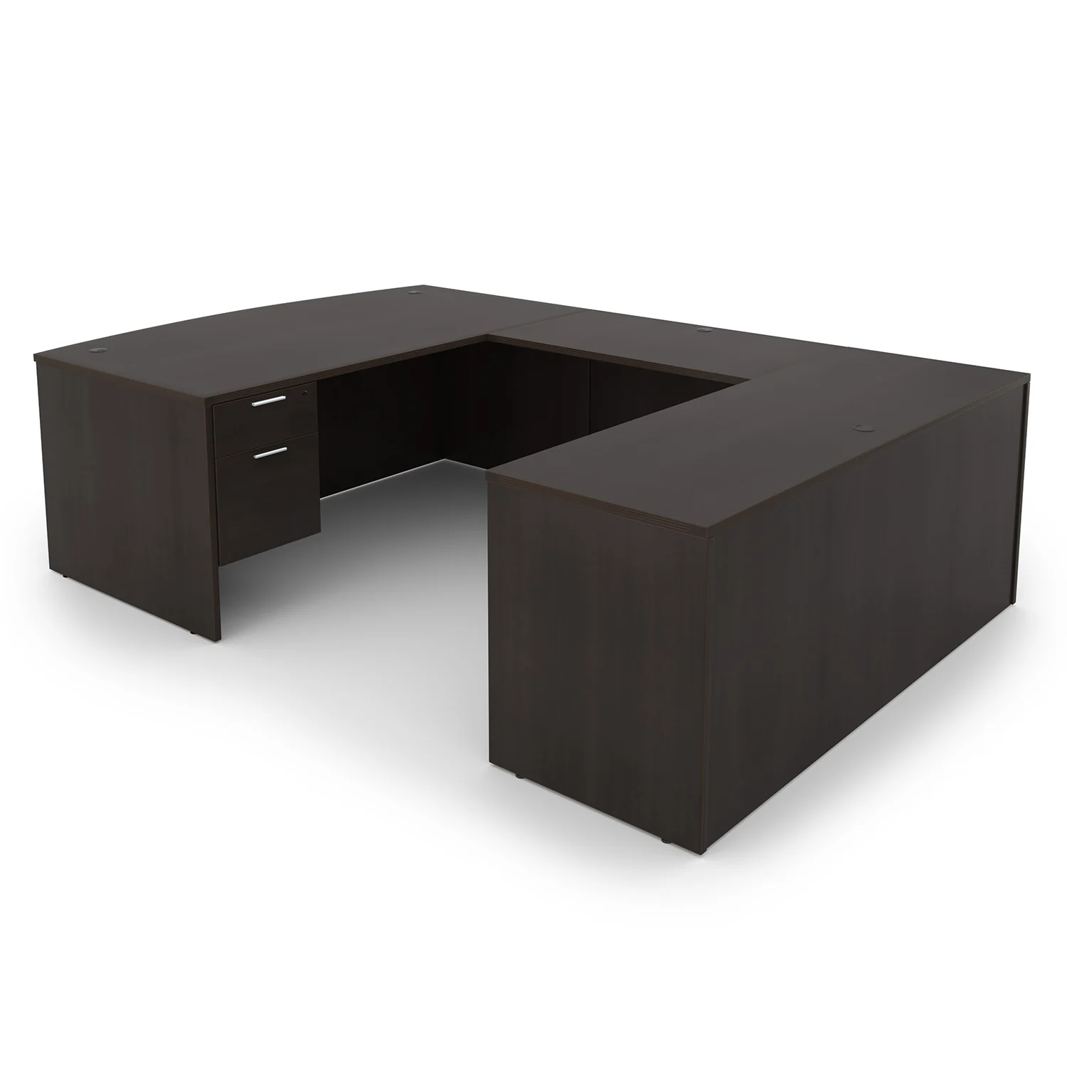 Kai U-Shaped Bow Front Desk with Double Suspended Pedestals, 71" x 102" - Image 7