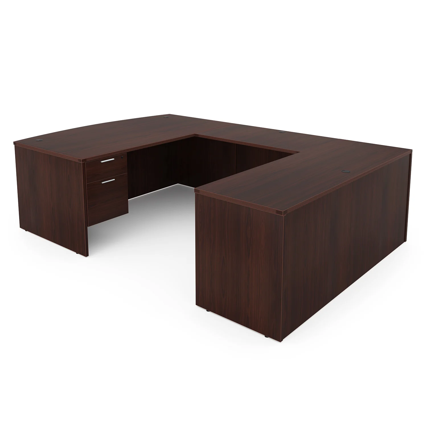 Kai U-Shaped Bow Front Desk with Double Suspended Pedestals, 71" x 102" - Image 8