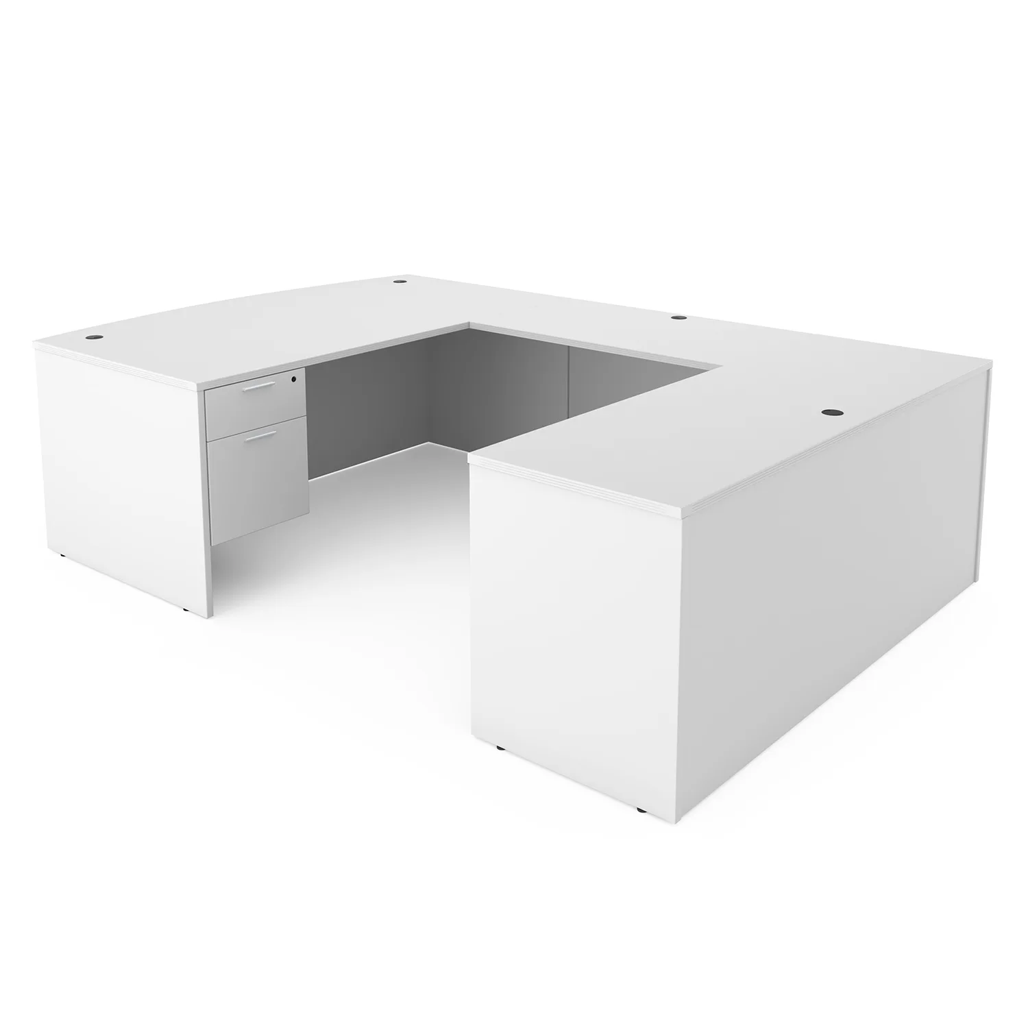 Kai U-Shaped Bow Front Desk with Double Suspended Pedestals, 71" x 102" - Image 9