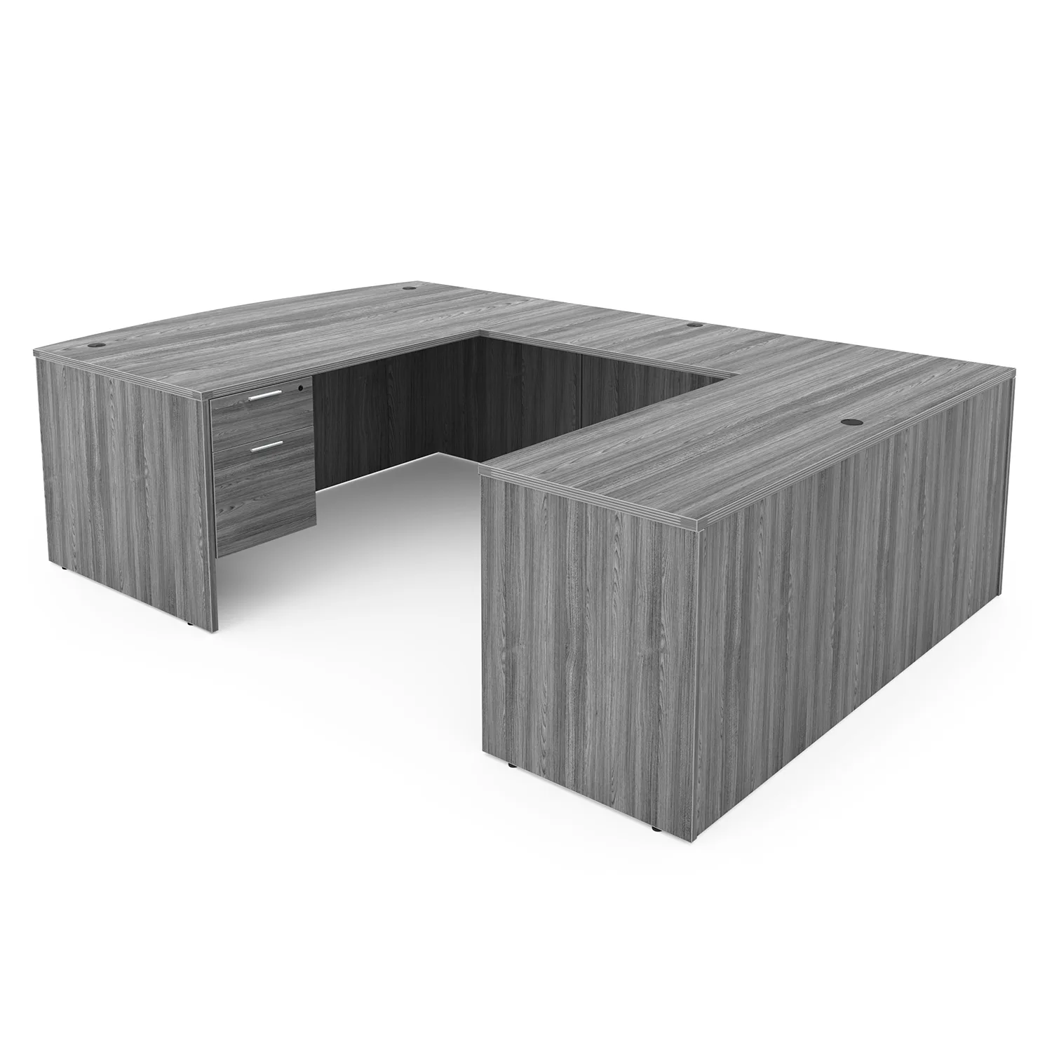 Kai U-Shaped Bow Front Desk with Double Suspended Pedestals, 71" x 102" - Image 10