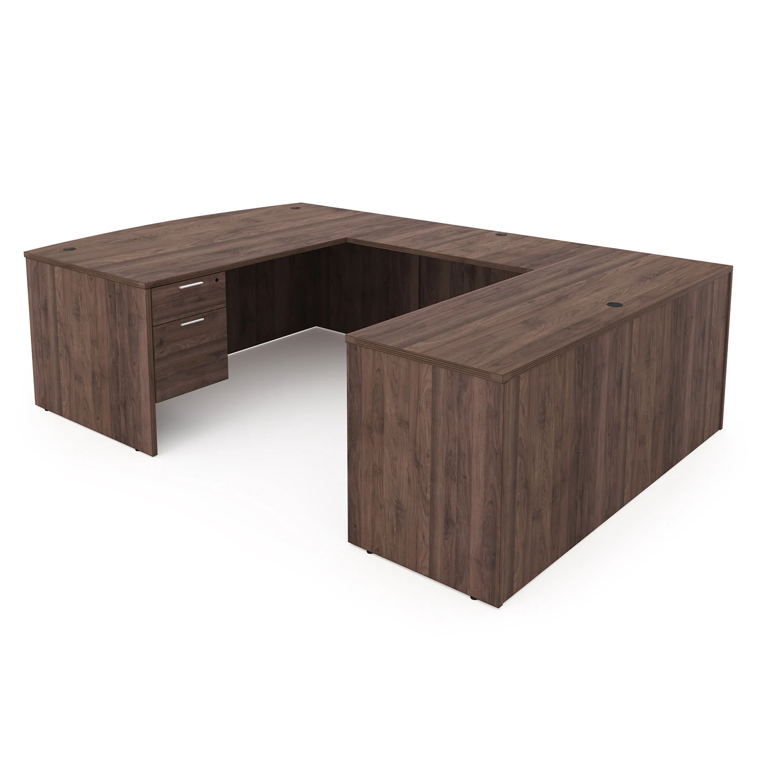 Kai U-Shaped Bow Front Desk with Double Suspended Pedestals, 71" x 102" - Image 2