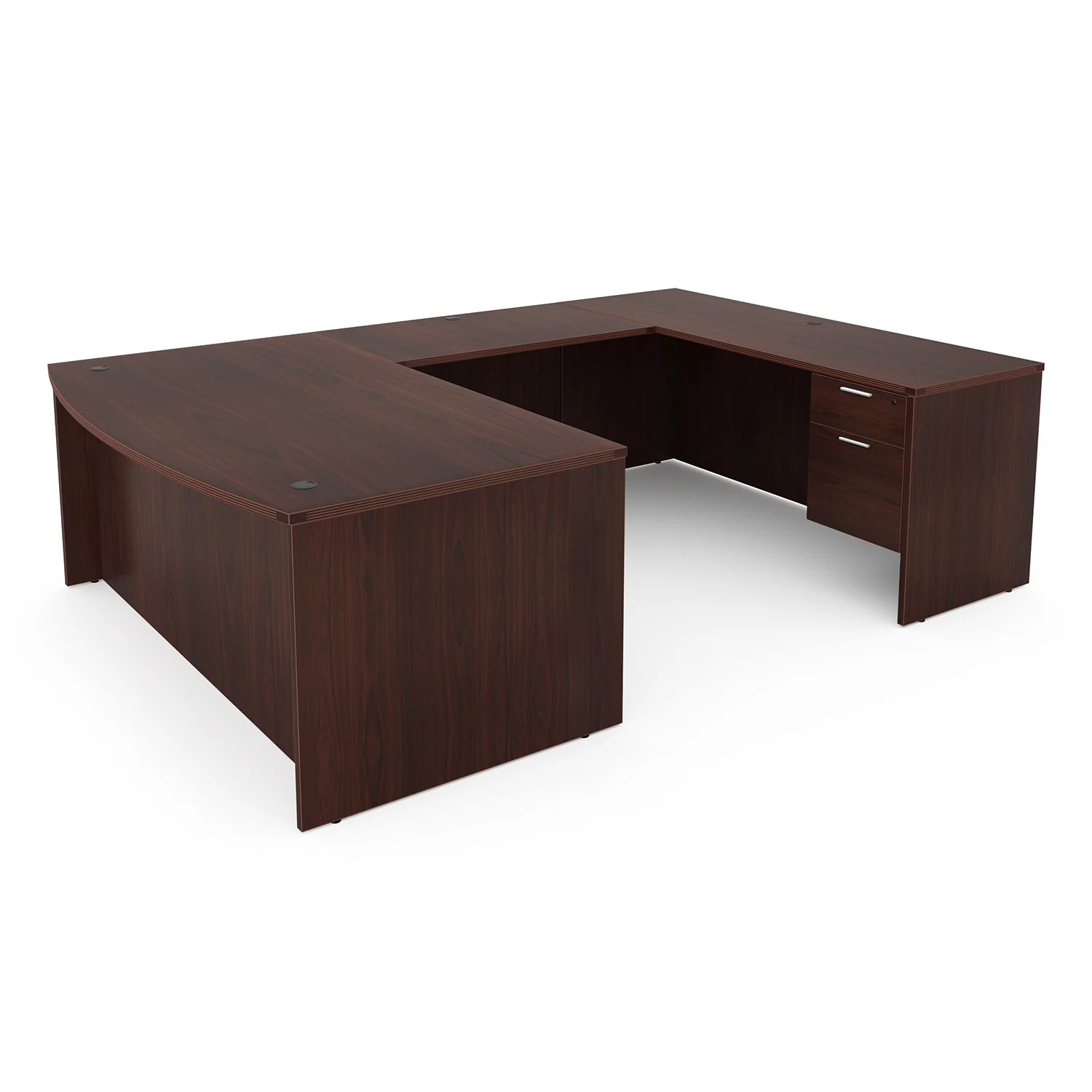 Kai U-Shaped Bow Front Desk with Double Suspended Pedestals, 71" x 102" - Image 4