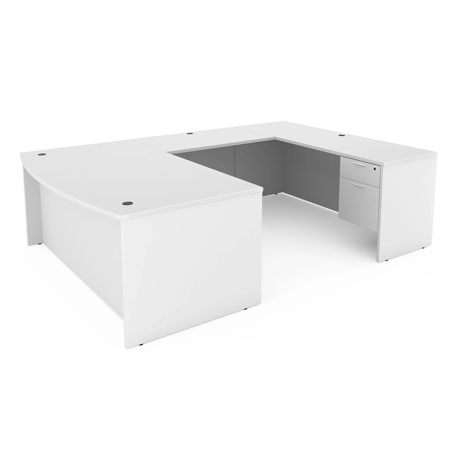 Kai U-Shaped Bow Front Desk with Double Suspended Pedestals, 71" x 102" - Image 5
