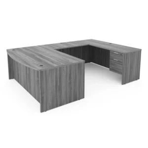 Kai U-Shaped Bow Front Desk with Double Suspended Pedestals, 71" x 102"
