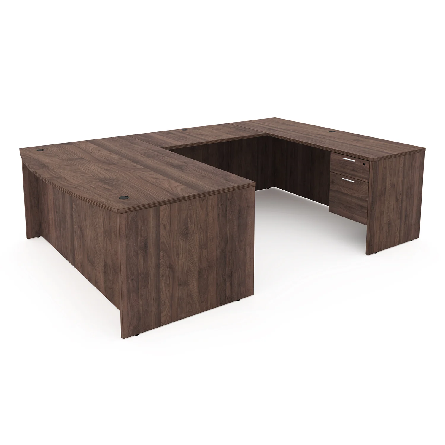 Kai U-Shaped Bow Front Desk with Double Suspended Pedestals, 71" x 102" - Image 6