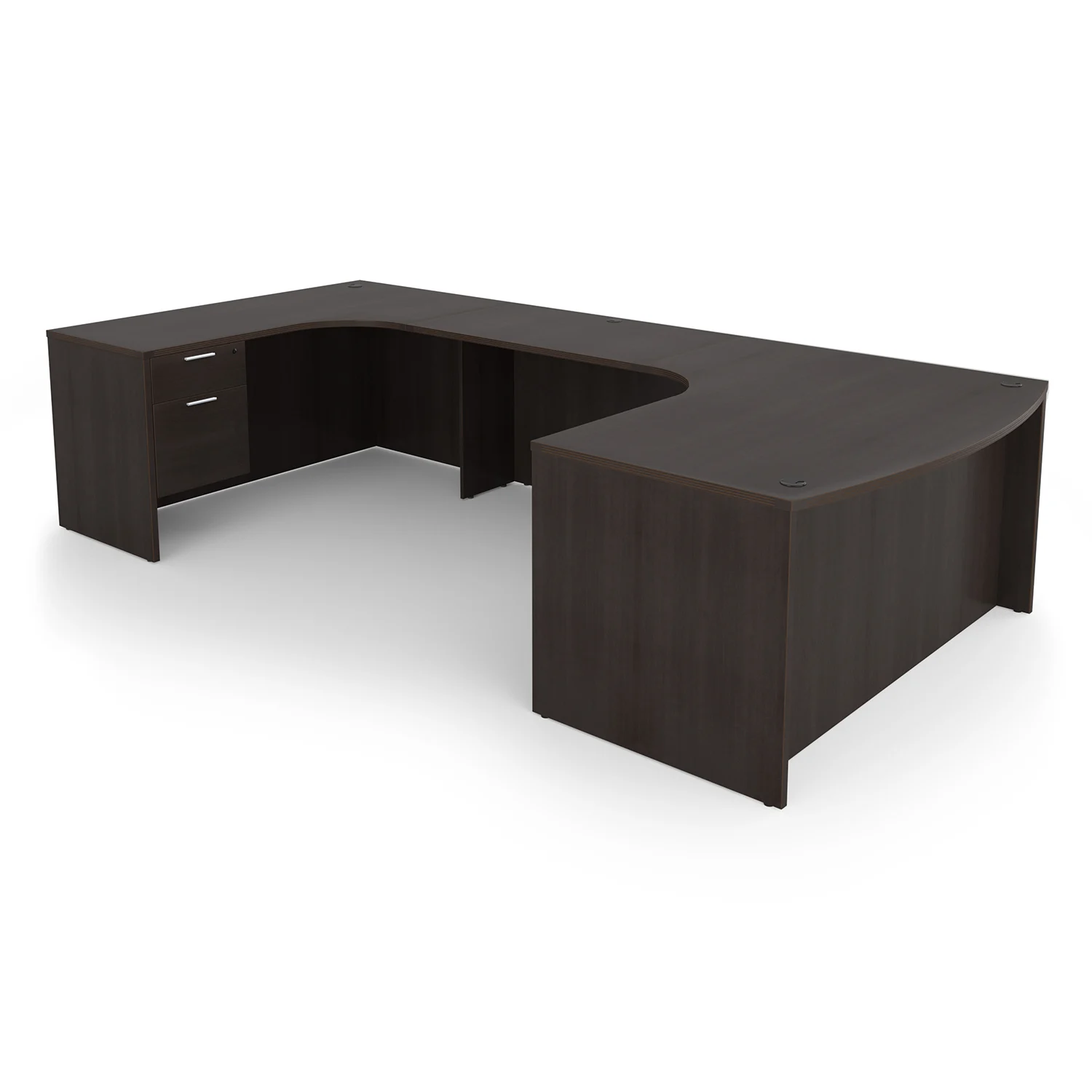 Kai U-Shaped Left Handed Extended Corner Bow Front Desk with Double Suspended Pedestals, 71" x 120" - Image 3