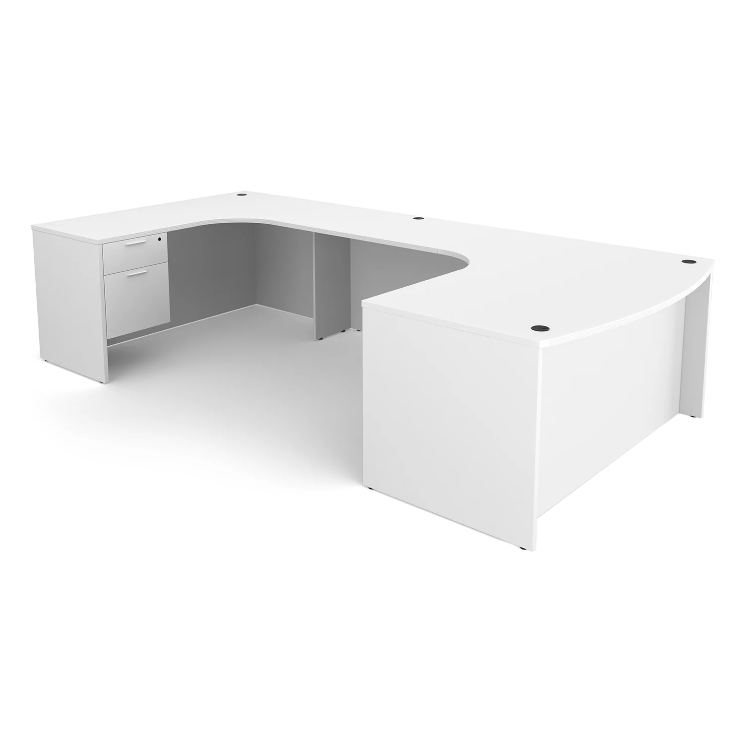 Kai U-Shaped Left Handed Extended Corner Bow Front Desk with Double Suspended Pedestals, 71" x 120" - Image 9