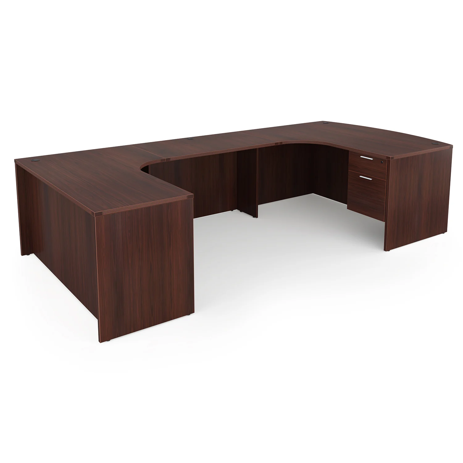Kai U-Shaped Left Handed Extended Corner Bow Front Desk with Double Suspended Pedestals, 71" x 120" - Image 4