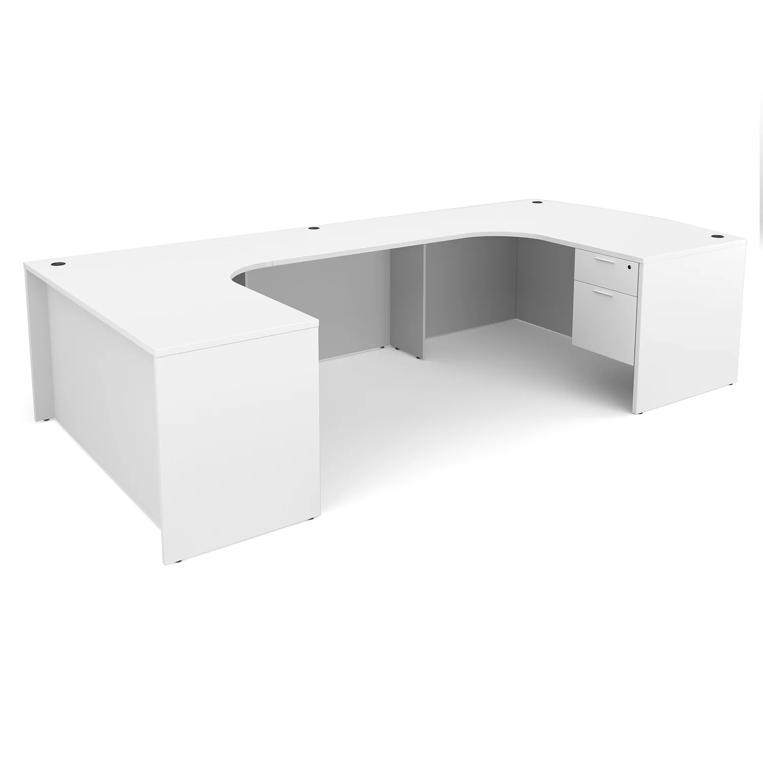 Kai U-Shaped Left Handed Extended Corner Bow Front Desk with Double Suspended Pedestals, 71" x 120" - Image 10