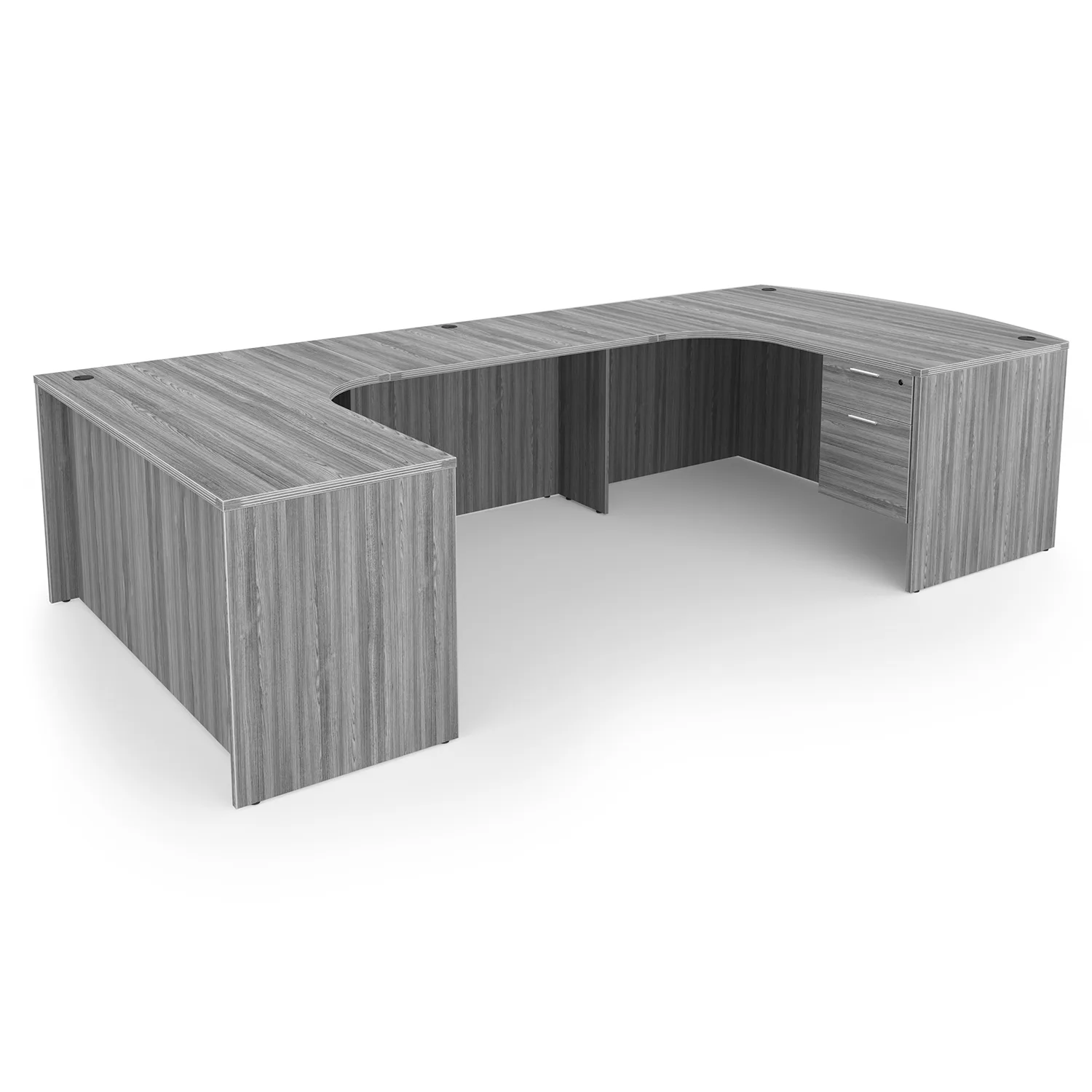Kai U-Shaped Left Handed Extended Corner Bow Front Desk with Double Suspended Pedestals, 71" x 120" - Image 6