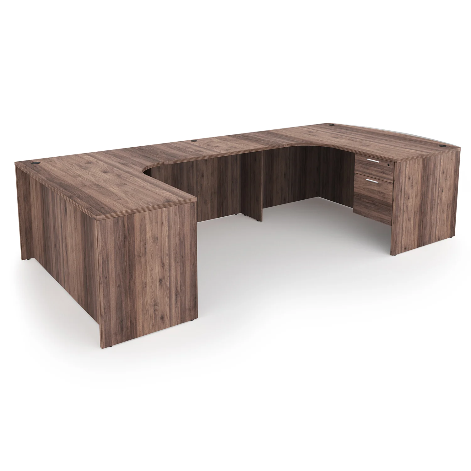 Kai U-Shaped Left Handed Extended Corner Bow Front Desk with Double Suspended Pedestals, 71" x 120" - Image 7