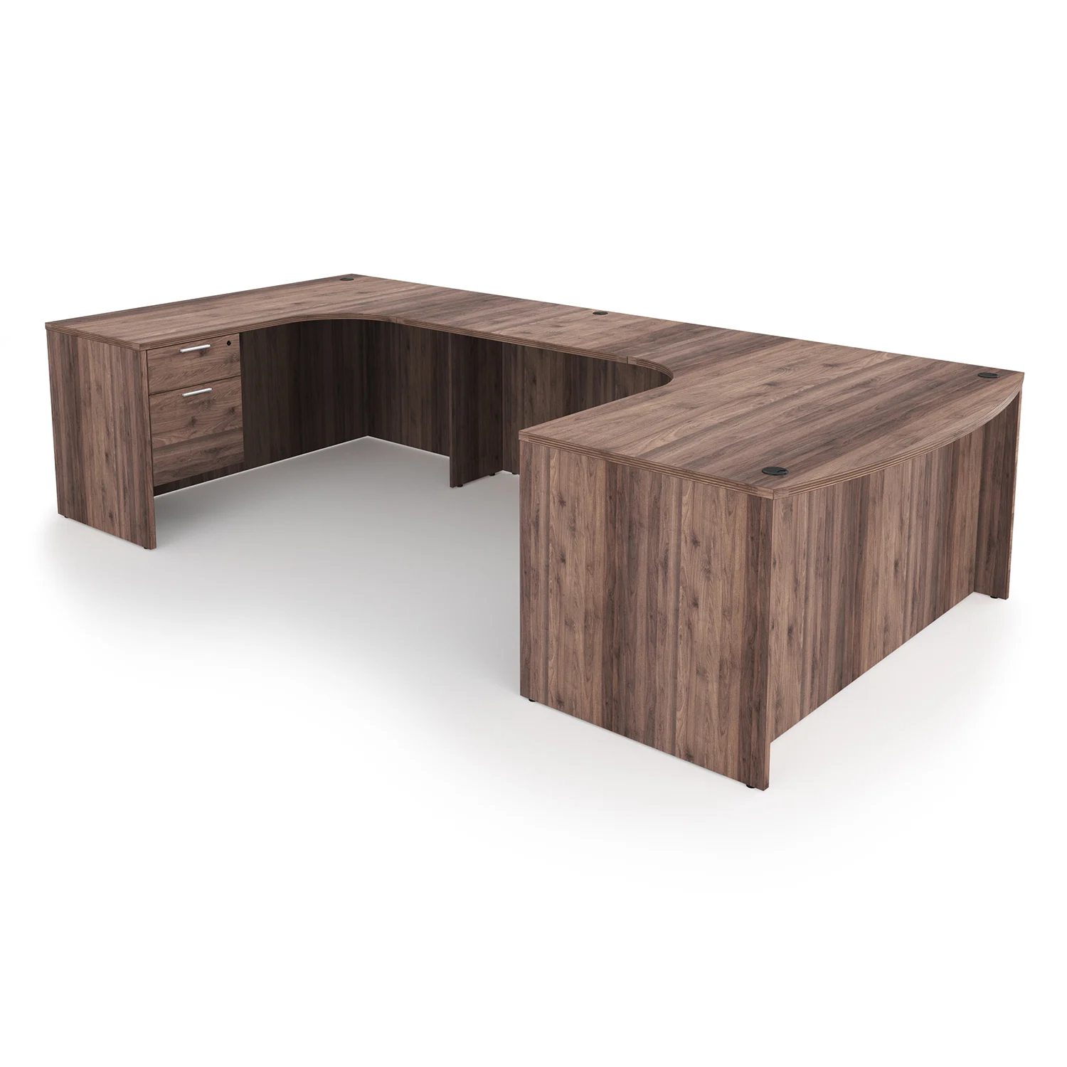 Kai U-Shaped Left Handed Extended Corner Bow Front Desk with Double Suspended Pedestals, 71" x 120" - Image 8