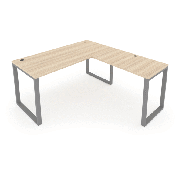 Fusion L-Shaped Metal Leg Desk with Grommets, 72" x 84"