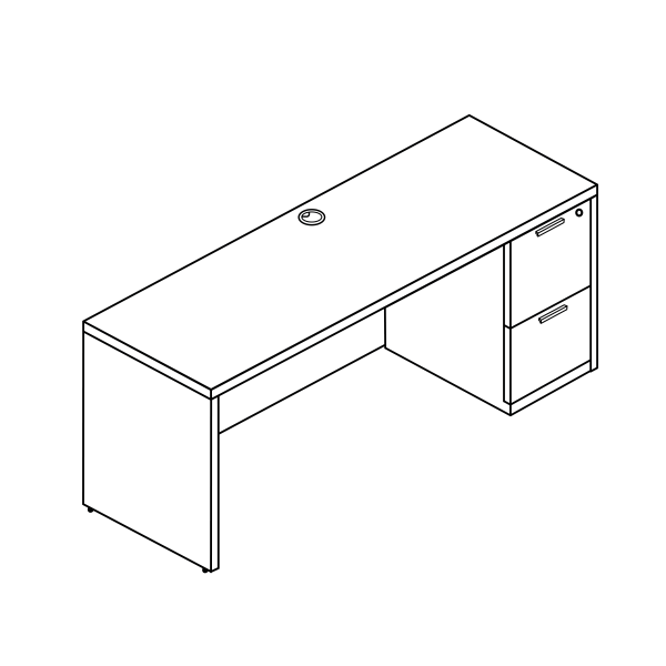 Rayne Credenza with File/File Pedestal, 24" x 71"