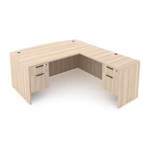 Rayne L Shaped Bow Front Desk with Double Suspended Pedestals, 71" x 78"