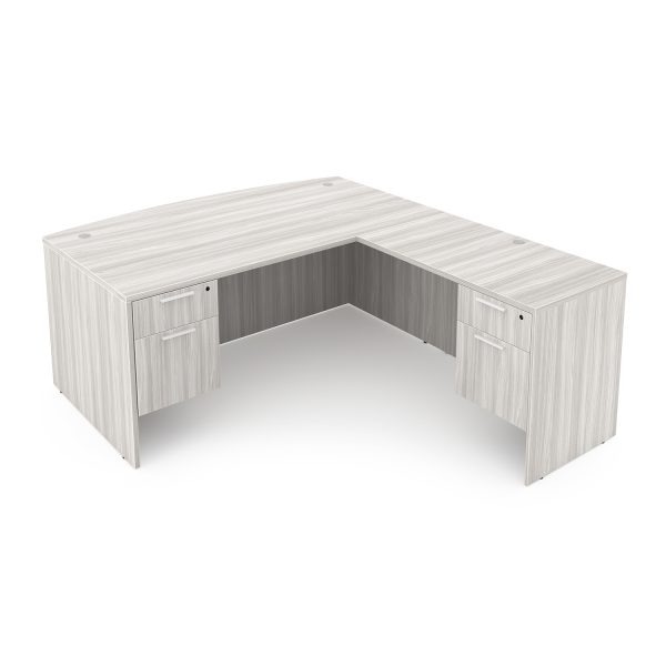 Rayne L Shaped Bow Front Desk with Double Suspended Pedestals, 71" x 78" - Image 2