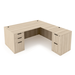 Rayne L Shaped Desk with Double Full Pedestals, 66" x 72"