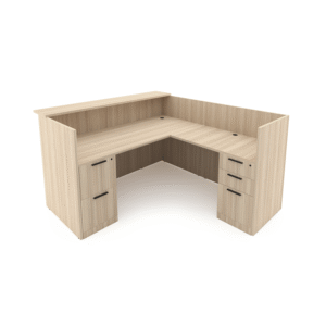 Rayne L Shaped Reception Desk with Double Full Pedestals, 71" x 72"