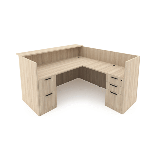 Rayne L Shaped Reception Desk with Double Full Pedestals, 71" x 72"
