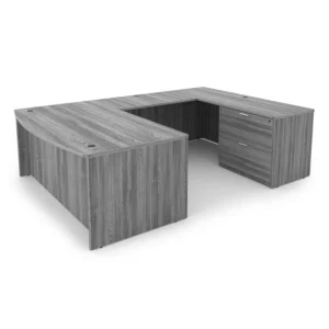 Kai U-Shaped Bow Front Desk with Full Pedestal and Lateral FIle, 71" x 108"