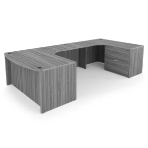 Kai U-Shaped Right-Handed Extended Corner Bow Front Desk with Full Pedestal and Lateral File, 71" x 114"