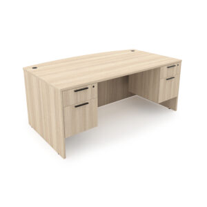 Rayne Bow Front Desk Double Suspended Pedestals, 36" x 71"